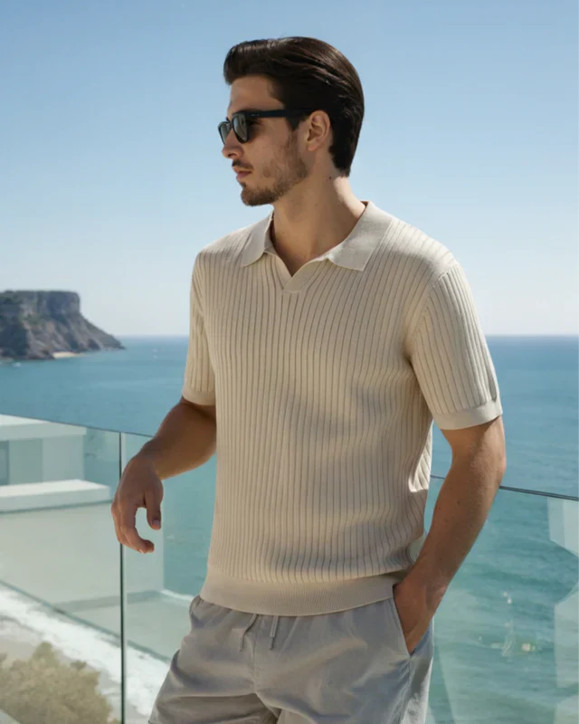 Premium Geripptes Polo – Texturierte Eleganz