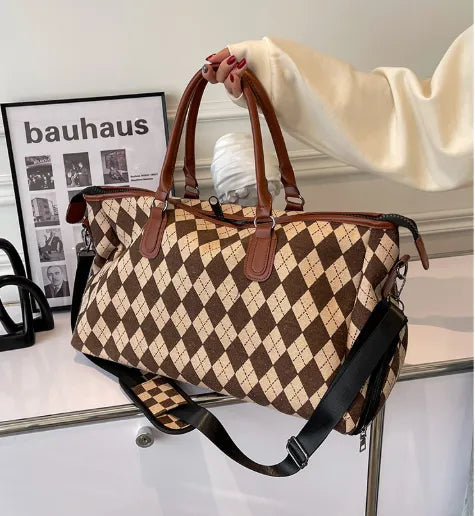 Hahnentritt Weekender Tasche – Old-Money Reise-Stil